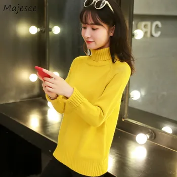 

Women Sweater Harajuku Korean Top Winter Clothes Warm Soft Womens Sweaters Fashion 2020 Solid Turtleneck All Match Pullovers