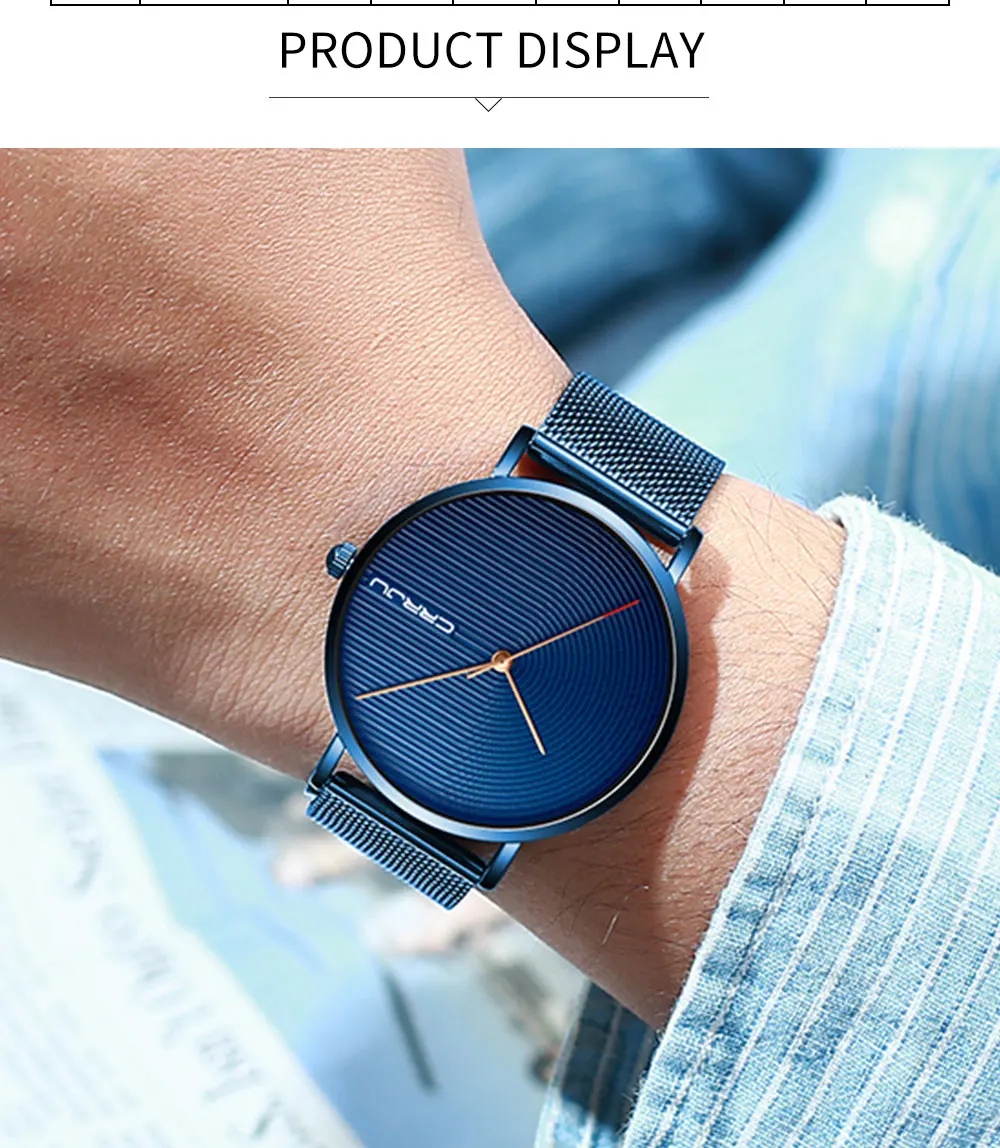Премиум бренд CRRJU минималистичный стиль Мужские часы, дизайн стиль высокого класса сплошной цвет спортивные легкие часы