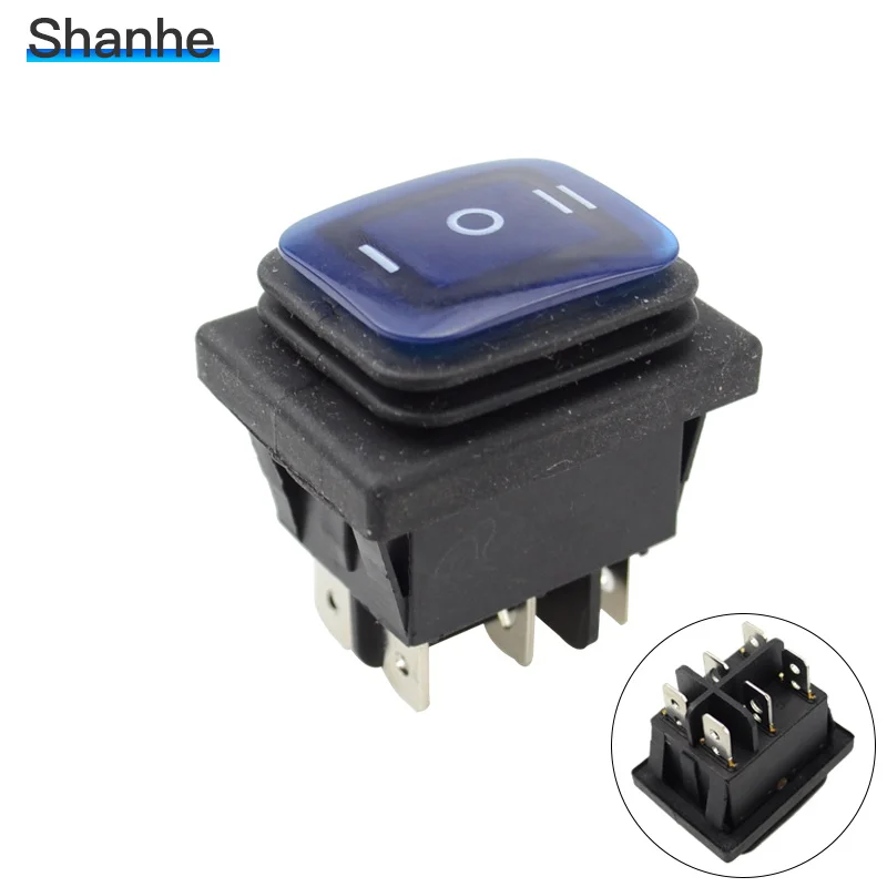 1pcs fixed self-locking Waterproof 3 Positions 6Pin Rocker Switch with 12V lamp - Цвет: Синий