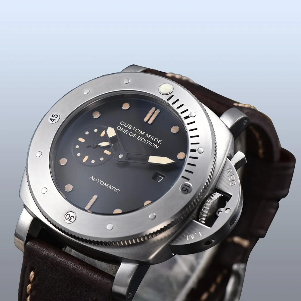

Parnis watch 47mm automatic mechanical watch Luminous Hands protective cover high quality leather strap stainless steel S3
