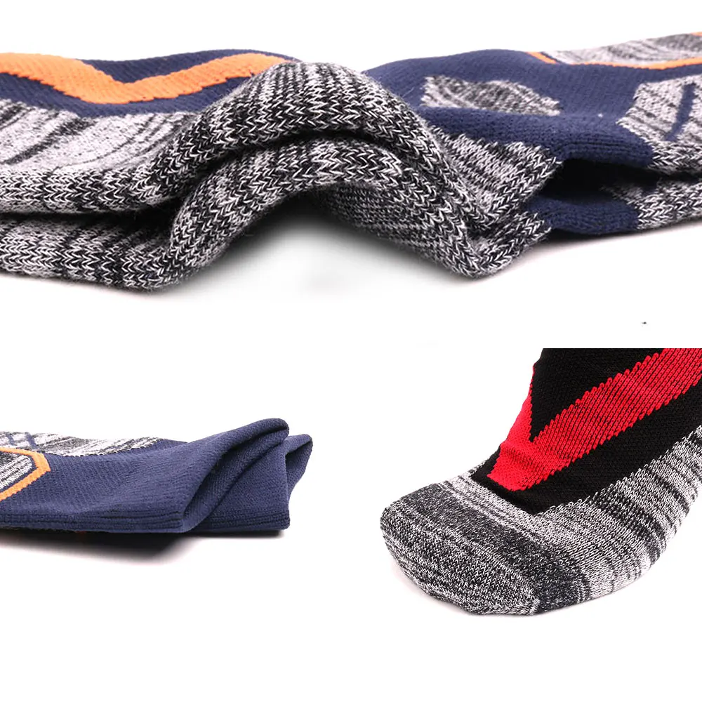 L.Mirror 1Pair Ski Socks-Lightweight Thicken Cotton Warm Skiing Socks for Men and Women