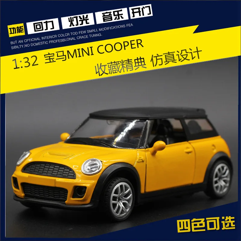 1: 32 Mini Cooper СПЛАВ модель автомобиля звук и светильник версия модели игрушечного автомобиля модель стиль