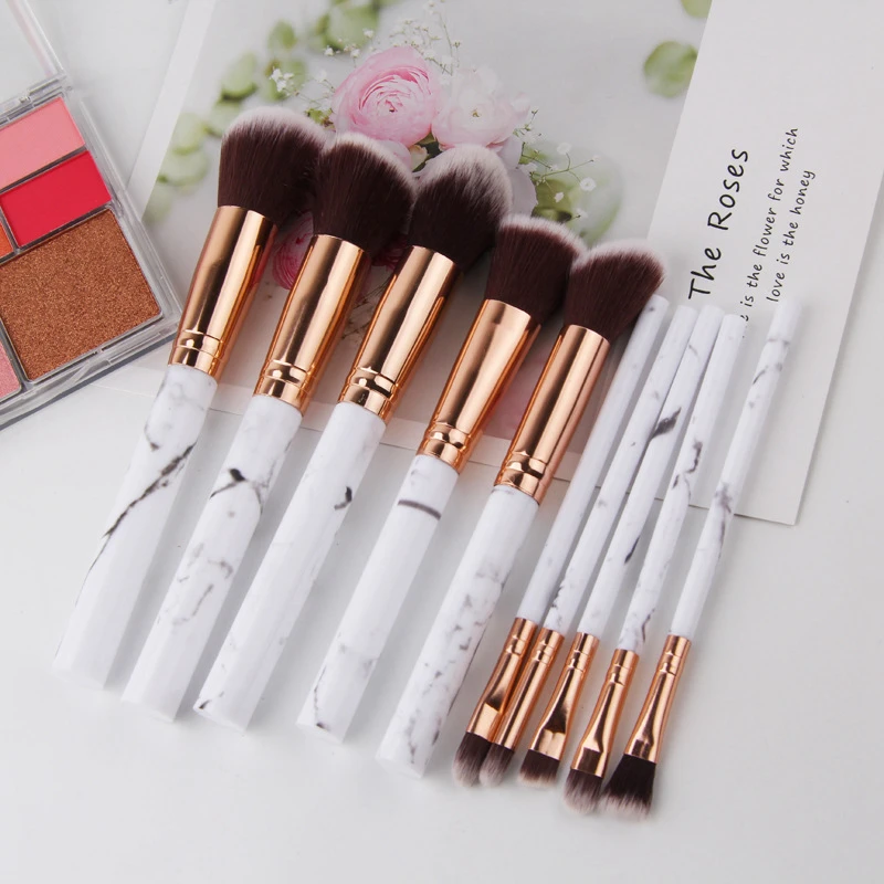 

10Pcs Marble Makeup Brushes Set Professional Make Up Brush Powder Foundation Eyeshadow Lip Blush Brush Kit Cosmetic Beauty Tool