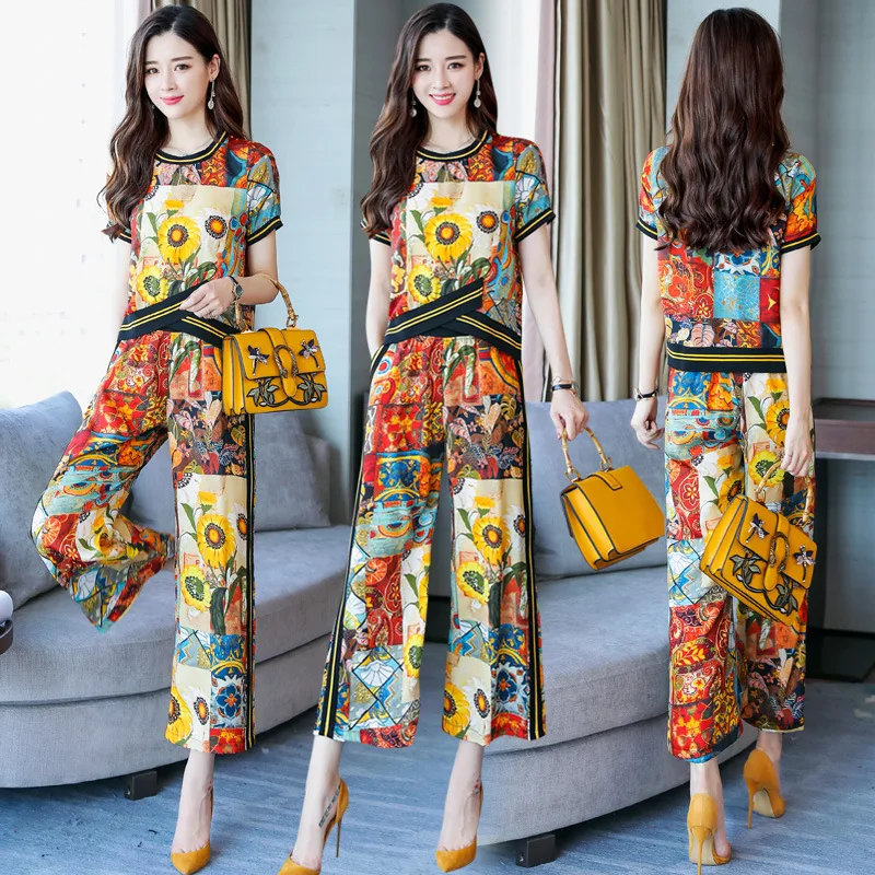 

Set/Suit Skirt Fashion And Personality 2019 Summer Simple Trend Printed Onesie