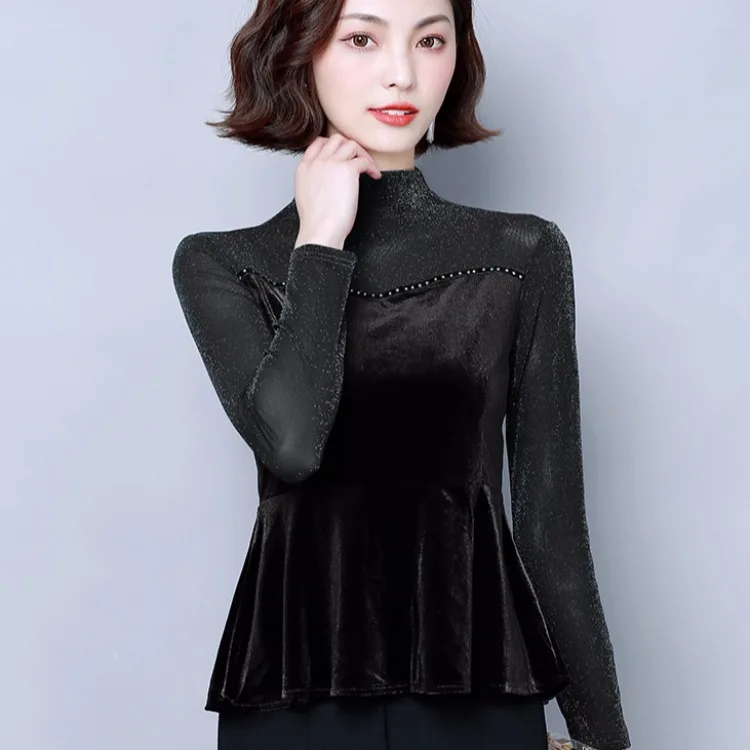 Herfst Tops Vrouwen 2019 Nieuwe Stijl Gekonkel T-shirt Niet-mainstream Volants Gaas Joint Zwarte Lange Mouwen Base Shirt Herfst Tops Vrouwen 2019 Nieuwe Stijl Gekonkel T-shirt Niet-mainstream Volants Gaas Joint Zwarte Lange Mouwen Base Shirt