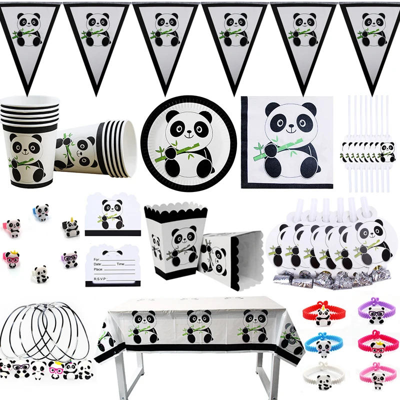 

Panda Theme Disposable Tableware Sets Decoration for Kids Cartoon Birthday Party Decoration The kids Favor Tableware Baby party