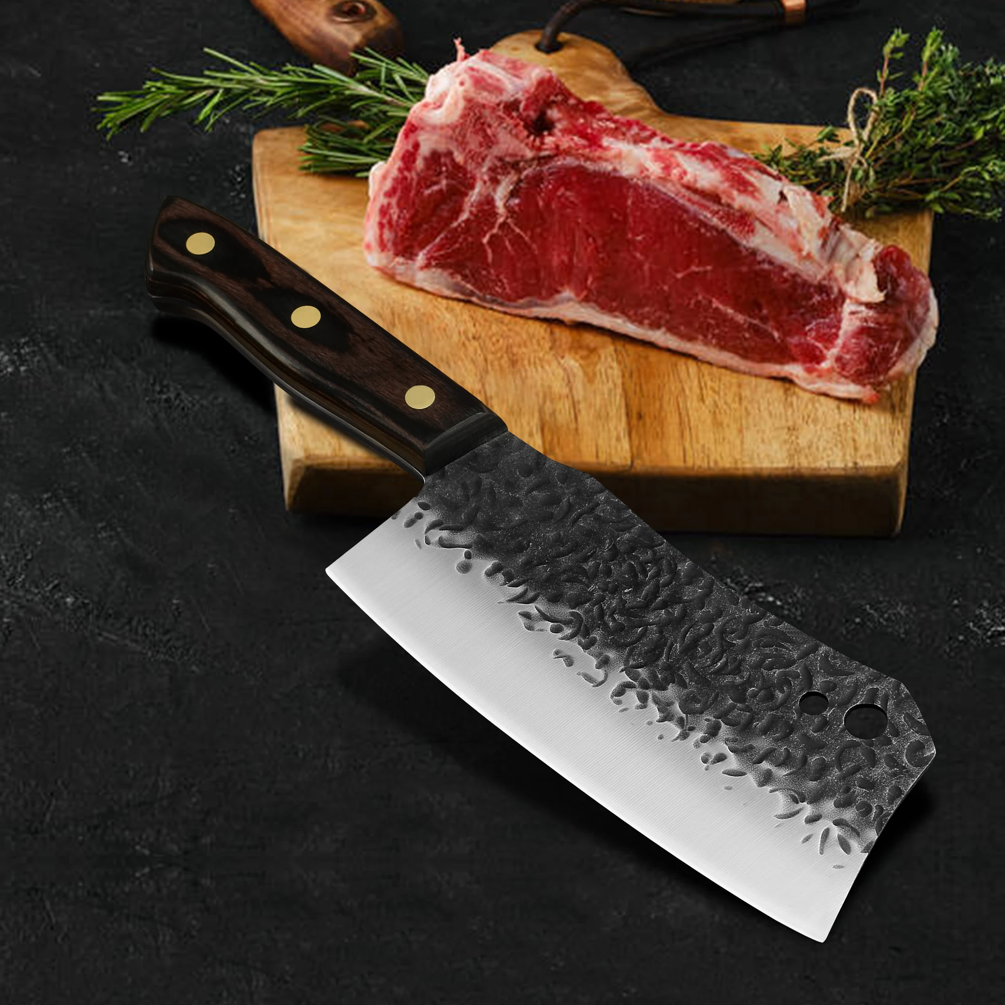 XYj Stainless Steel Chopping Cleaver High Quality Vegetables Chopper Large  Blade Hammer Finish Chefs Meat Cooking Knife