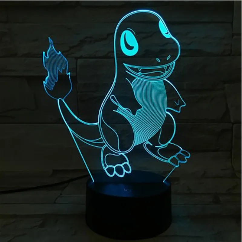 Pokemon Go Charmander рисунок детский Ночной светильник светодиодный сенсорный датчик атмосферная декоративная лампа подарок спальня прикроватная лампа Charmander