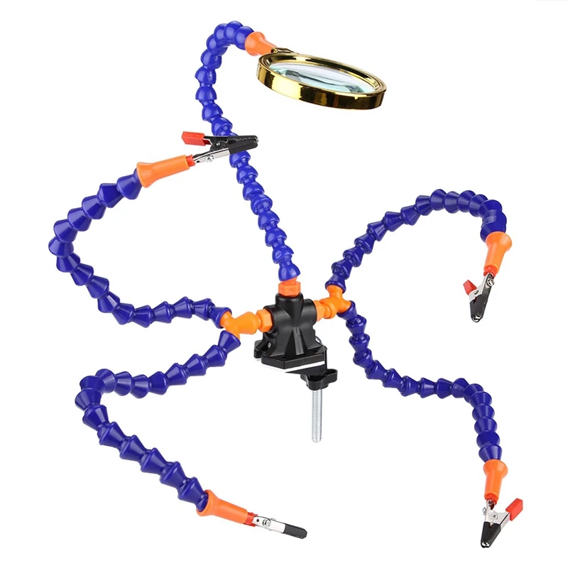 

Helping Hands Third Hand Soldering Tool 6 Flexible Arms Five Arm Soldering Station With Magnifying Glass Fan