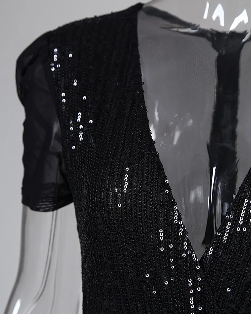 Sequins Patchwork Mesh Jumpsuit Sequins Patchwork Mesh Jumpsuit