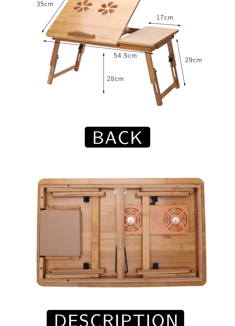Столик для ноутбука, большой поднос для кровати, регулируемая наклонная верхняя часть, складной стол, многозадачная подставка, сервировка завтрака, бамбуковая подставка