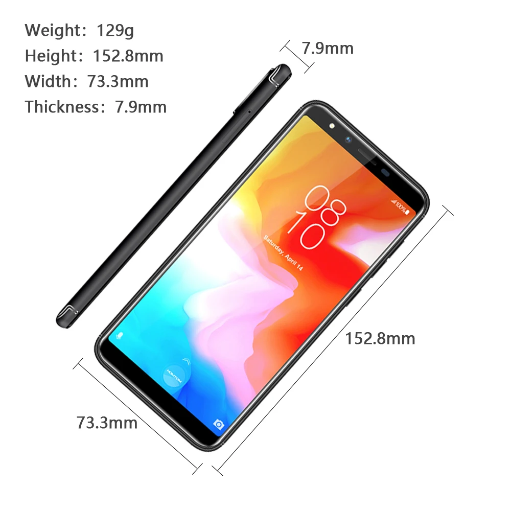 Global version HOMTOM H5 360 OS Android8.1Mobile Phone 3GB+32GB 3300mAh 5.7" Face ID 13MP MT6739 Quad Core 4G FDD-LTE Smartphone