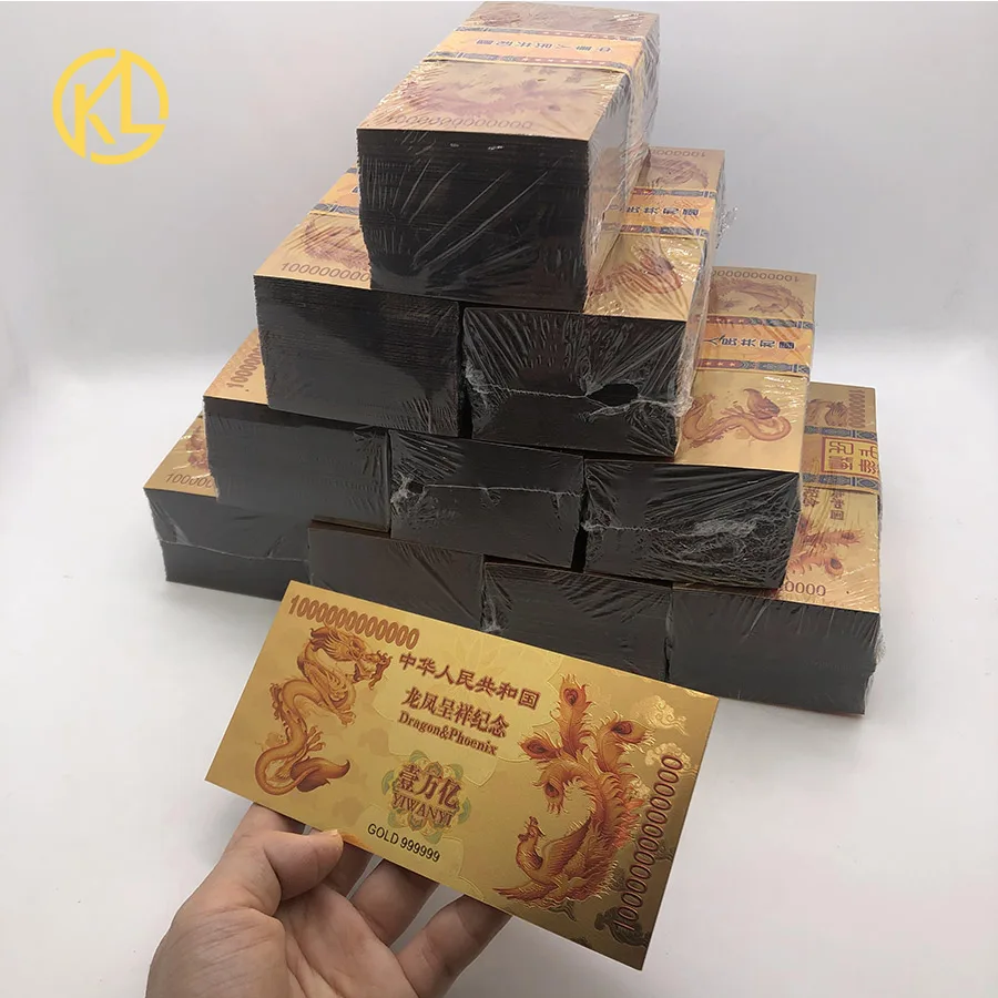 1000pcs 1000000000000RMB китайский Тип Дракон и Феникс золотые банкноты дизайн YIWANYI банкноты с деревянной коробкой - Цвет: 1000pcs