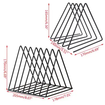 

Iron LP Record Rack Triangle Book Magzine Holder Desk Record Storage Organizer L41F