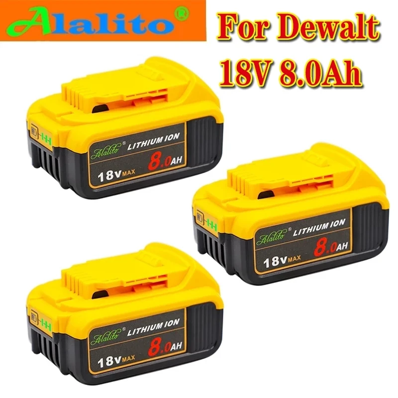 3 шт. 18В 8 0ач максимальная XR батарея для электроники DeWalt DCB184 DCB181 DCB182 DCB200 20В 8A |