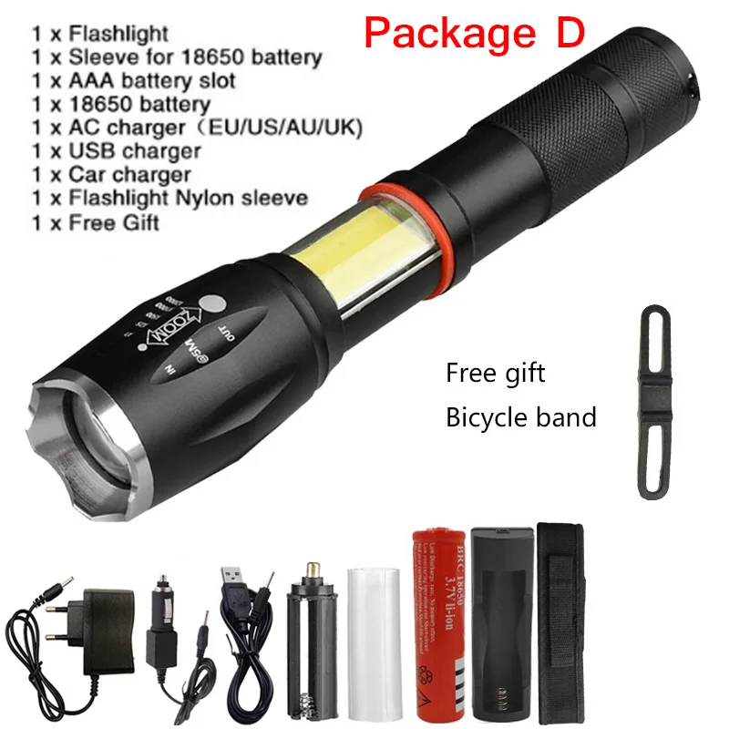 Litwod Z201005A светодиодный фонарик факел 8000LM CREE XML-L2/COB Многофункциональный фонарь светодиодной вспышкой светильник хвост магнит для верховой езды светильник - Испускаемый цвет: Option D