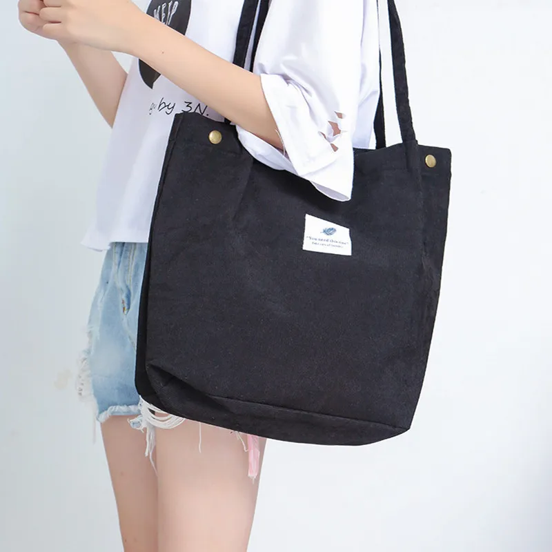 

H Shoulder Korean-style CHIC Simple Corduroy Canvas Bag Literature And Art Versatile INS Students Tutorial Hand Single-shoulder