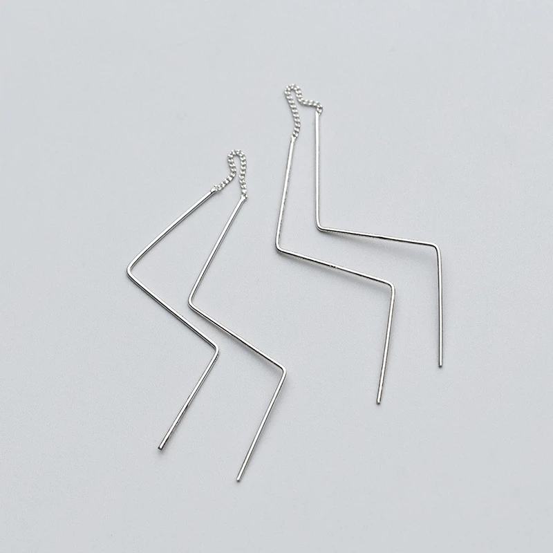 

New Fashion 925 Sterling Silver Geometry Line Drop Earrings Simple for Women Fashion Silver Jewelry Personality Earrings E9318