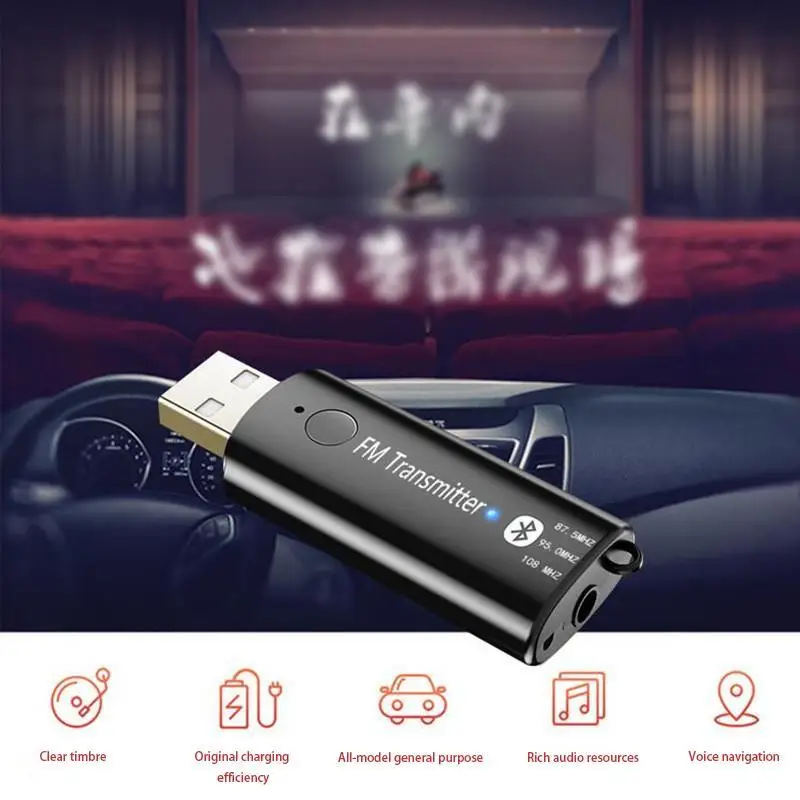 Мини беспроводной Bluetooth автомобильный аудио выход приемник стерео USB передатчик приемник адаптер Светодиодный свет 3,5 мм AUX MP3 плеер
