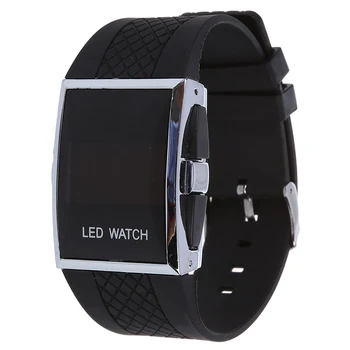 

Luxury Digital Mens Red LED Light Sport Wrist Watch Gift Style - Black