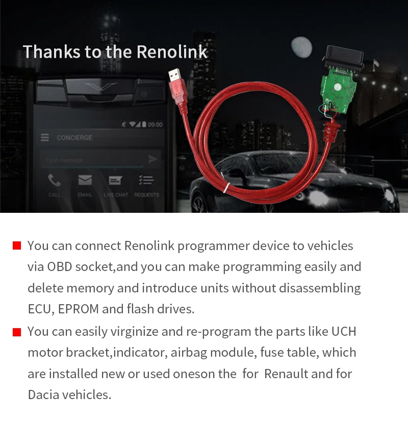Renolink OBD2 для Renault ECU программист программное обеспечение V1.52 французский язык ECU сброс подушки безопасности сброс ECM Программирование Eprom чтение