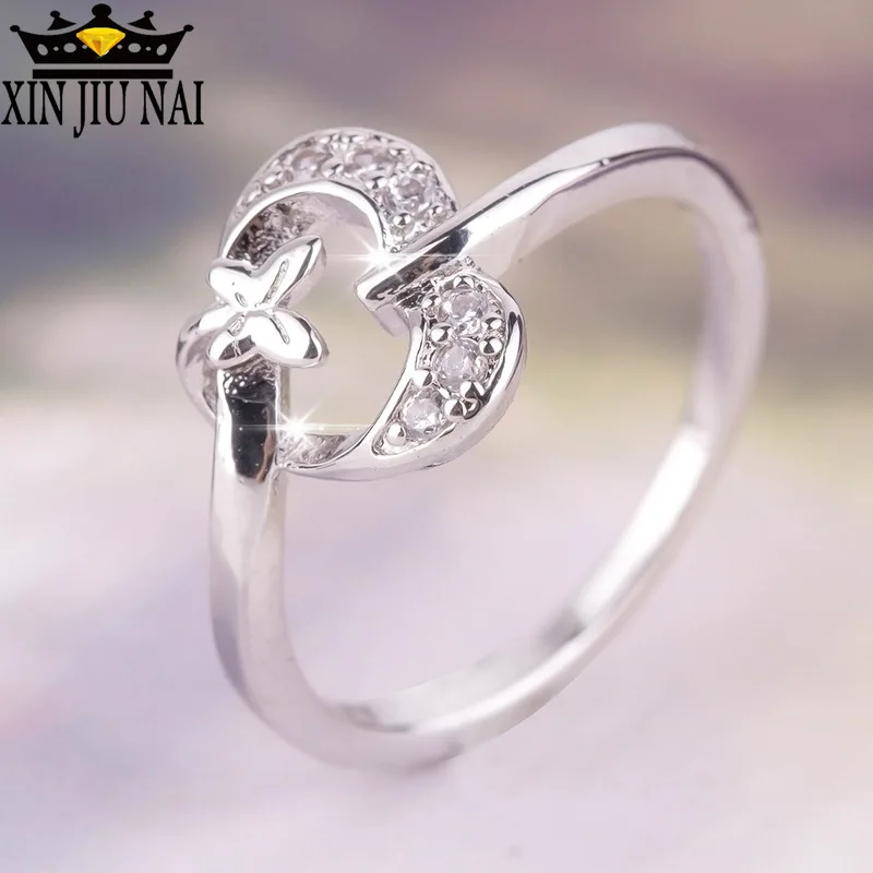 Женское кольцо в форме сердца с цирконом|Кольца| |