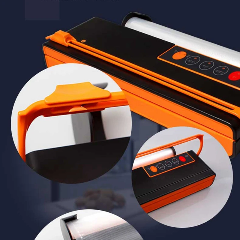 Vacuum Sealing Machine Wet And Dry Machine Dual-Use Automatic Vacuum Packaging Household Sealing Machine-Orange+ Black Eu Plug