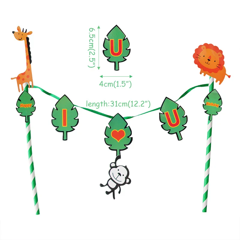 MEIDDING лесные друзья сафари джунгли вечерние фольги Воздушные шары лисы декорации с днем рождения баннер торт Детские принадлежности для душа - Цвет: cake topper