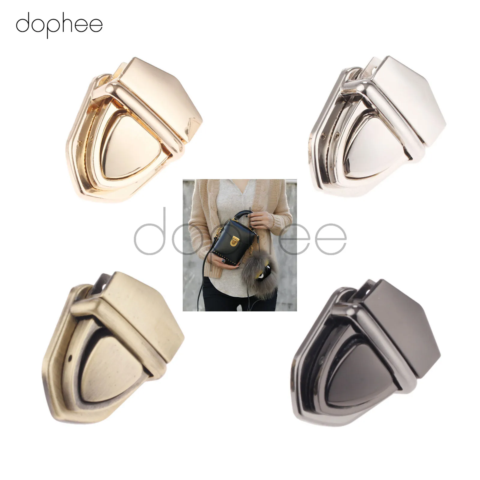 Dophee 1 шт. 29*38 мм металлический замок для сумки 4 цвета защелка Поворотный набор
