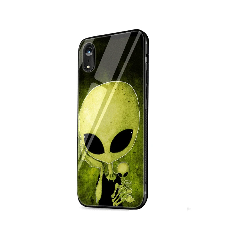 Стеклянный чехол для телефона из ТПУ стекла для Apple iPhone 5 5S SE 6 6S 7 8 Plus XR X XS максимальный чехол Alien Cute