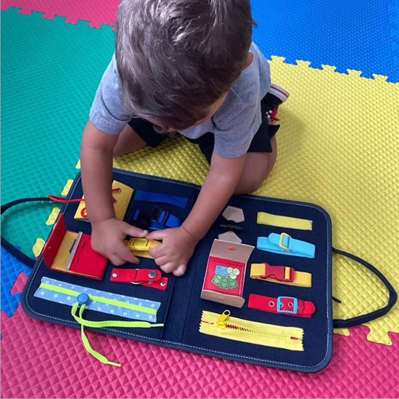 

New Kids Montessori Toys Baby Basic Skills Activity Board Educational Learning Teaching Lace Button Zipper Aids Chlidren Gifts