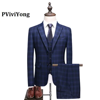 

PViviYong brand 2020 high quality suit men Suitable for wedding, dinner date Business suit 3 piece (Jackets + Vest + Pants) 6137