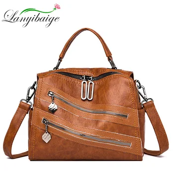 

Luxury Double Zipper Handbags Women Bags Designer Brand Female Crossbody Shoulder Bags For Women Leather Sac a Main Ladies Bag