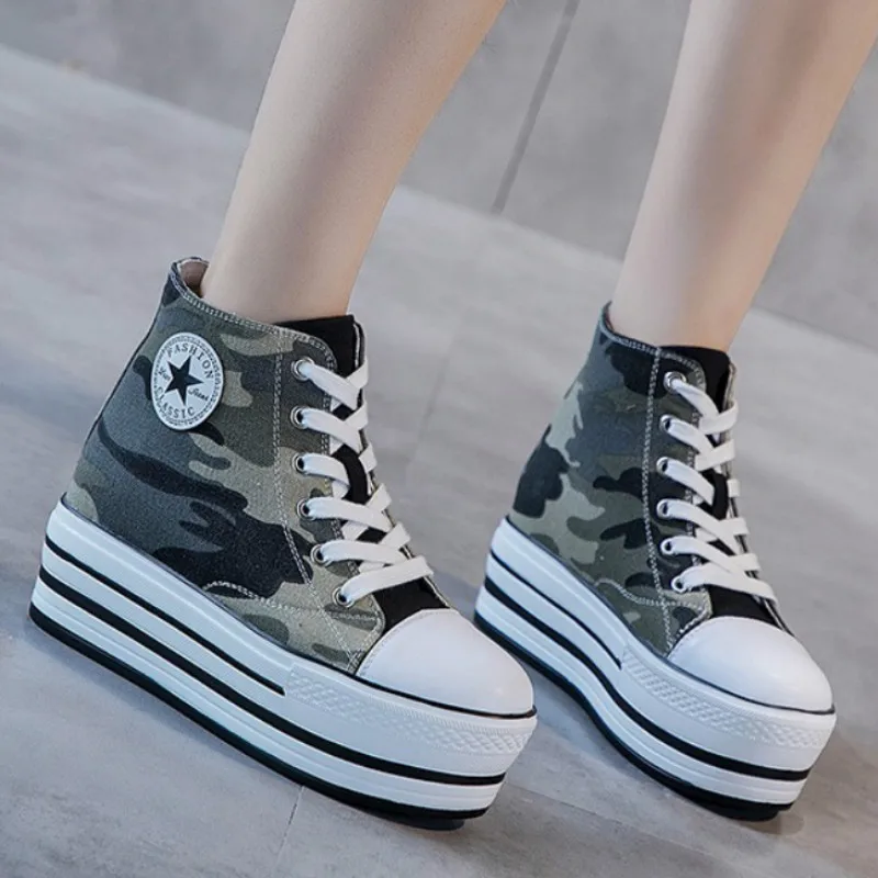 Female heightening shoes platform sports shoes comfortable Camouflage shoes women's shoes breathable shoes women J3-86