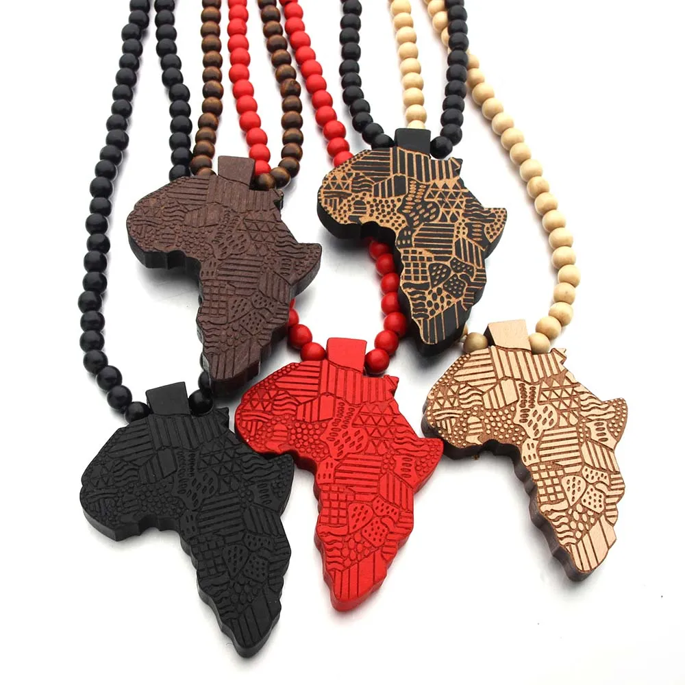Деревянные Африканские ожерелье кулон и цепочка Африканская Карта подарок для мужчин/женщин эфиопские ювелирные изделия Модные драгоценные аксессуары