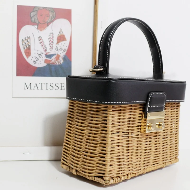 Zara, Bags, Zara Rattan Box Shaped Wicker Bag With Chain Strap