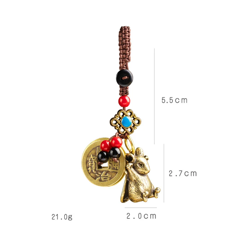 brass mouse keychain rope pendant (3)