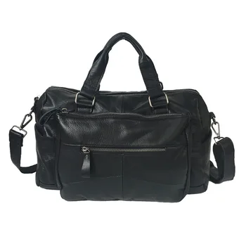 

Large Shoulder Messenger Bag Luggage Bag Genuine Leather New Top Layer Leather Casual Bag Black