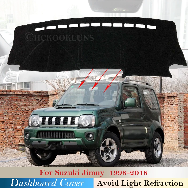 

Чехол для приборной панели, защитная накладка для Suzuki Jimny 1998 ~ 2018, автомобильные аксессуары, Солнцезащитный ковер для приборной панели Anto-UV 2007 2010 2011 2018