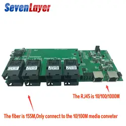 Gigabit Ethernet Switch 8 155 M волокна Порты и разъёмы 2 1000 м RJ45 UTP промышленных Класс одиночный режим волокно SC conver печатной платы