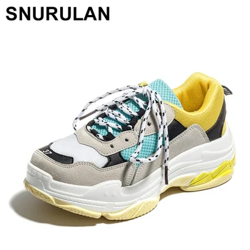

SNURULAN New 2019 spring season fashionable women's casual shoes; suede platform shoes; female White instructors sneakers