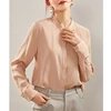 SuyaDream Women Solid Blouses 100%Silk Crepe Long Sleeved O neck OFFICE Blouse SHIRT 2022 Spring Top ► Photo 2/5