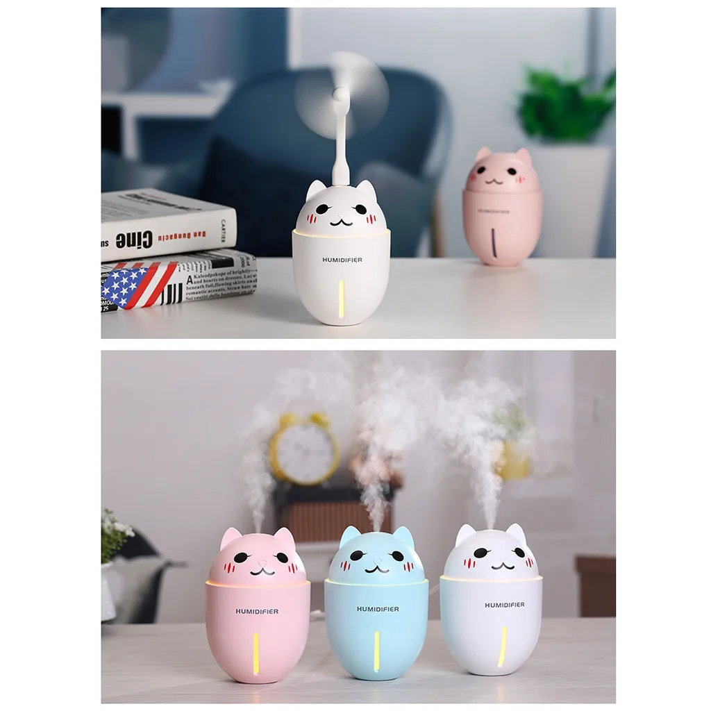 3 in 1 320mL Air Humidifier + Cooling Fan + Night light Lamp USB Electric Aroma Air Diffuser Ultrasonic air humidifier for Home