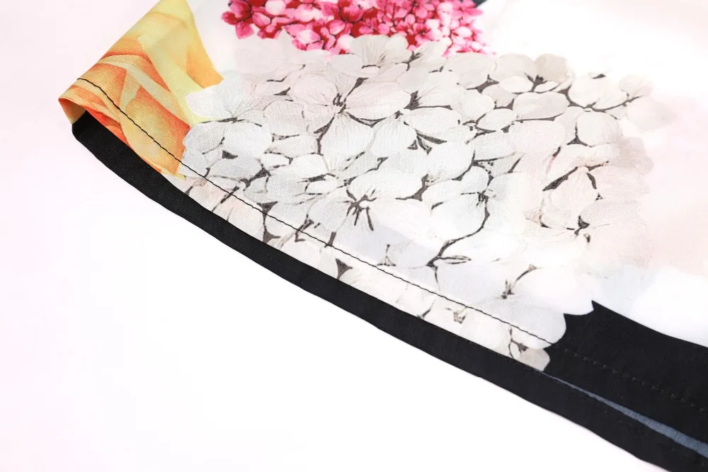 Высокое качество 60% шелк с длинным рукавом Женские рубашки Весна runways розы печати рубашки и блузки G004