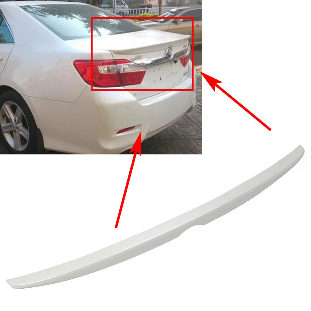 Для Toyota Camry автомобиля задний спойлер Отделка белым шлейфом Багажник крыло 2012 2013 ABS Пластик