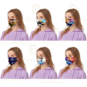

3pcs/pieceMasks Men Women 3D Print Cotton Dustproof Breathable Half Face Mask Anime Cosplay Props Masks for Protection