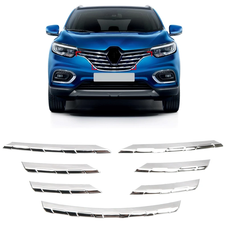 Для Renault Kadjar Нержавеющая сталь Передняя Центральная решетка литые полосы крышка отделка 7 шт. стайлинга автомобилей