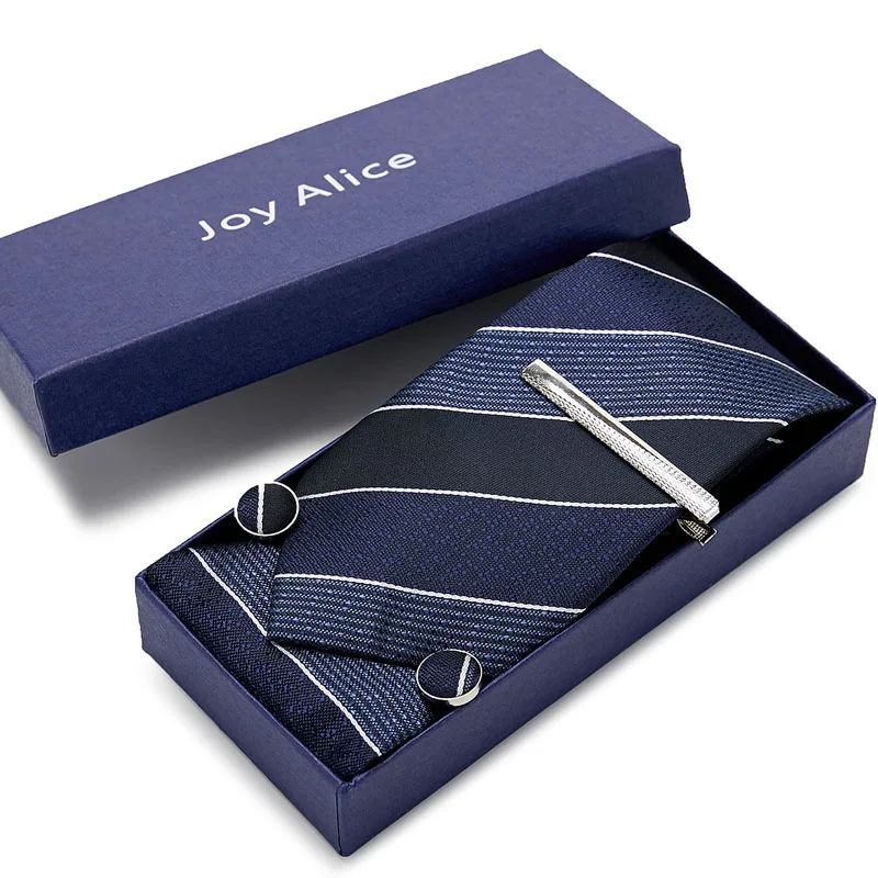  2020 New Classic Dot tie set gift box for men 8cm necktie and pocket square clip cufflinks handkerc