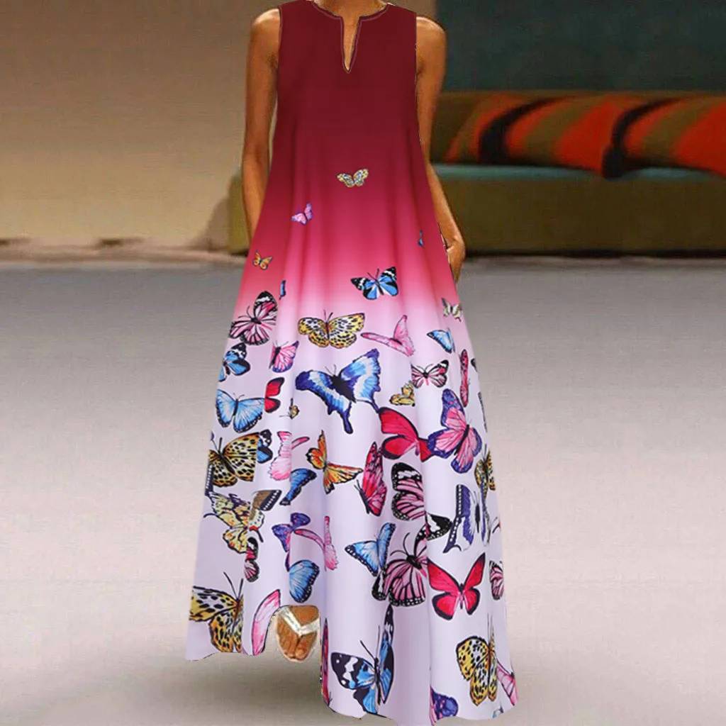 long dress with butterflies