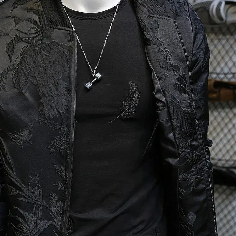 Neue Floral Bomber Jacke Männer Herbst Koreanische Dünne Baseball Kragen Rib Sleeve Personalisierte Schwarz Mantel Mode Windjacke Hip Hop – Detail 13